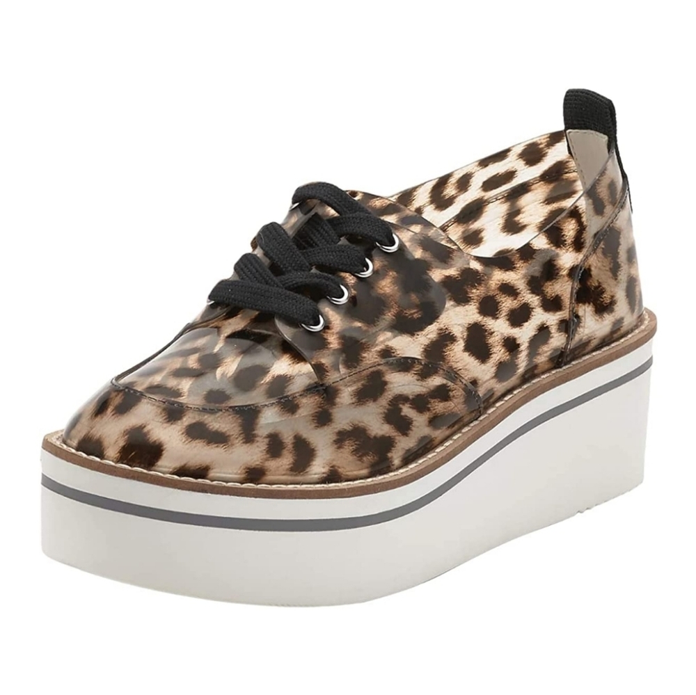 Jessica Simpson Giera Oxford Flat Natural Animal Platform Lace Up Size 7